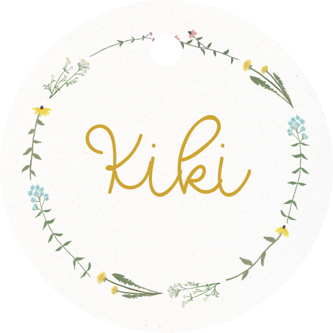 Label rond Bloemenkrans bloemen paardenbloem kamille | 16 labels